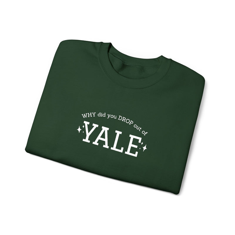 WHY did you DROP out of YALE - EMBROIDERED Sweatshirt