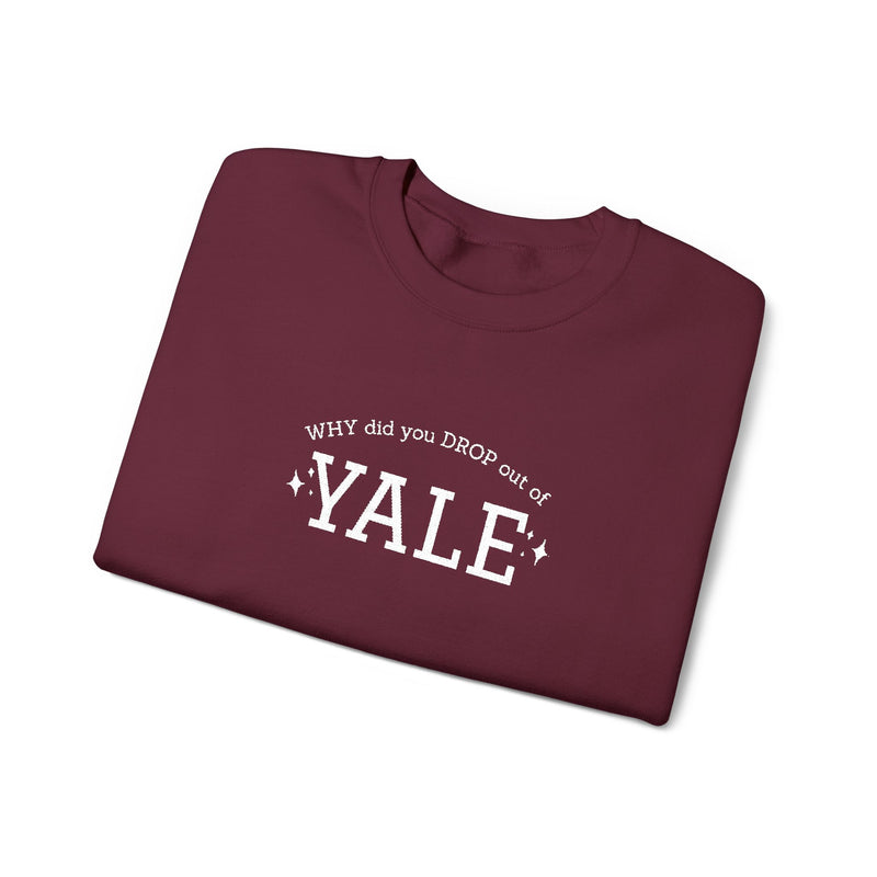 WHY did you DROP out of YALE - EMBROIDERED Sweatshirt