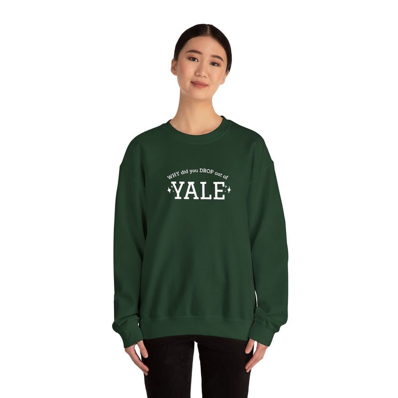WHY did you DROP out of YALE - EMBROIDERED Sweatshirt