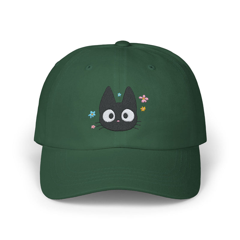 Black Cat Embroidered Hat | Dad Hat | Ghibli Inspired
