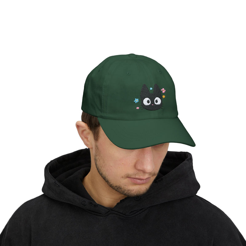 Black Cat Embroidered Hat | Dad Hat | Ghibli Inspired