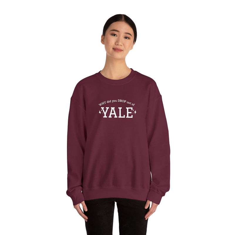 WHY did you DROP out of YALE - EMBROIDERED Sweatshirt