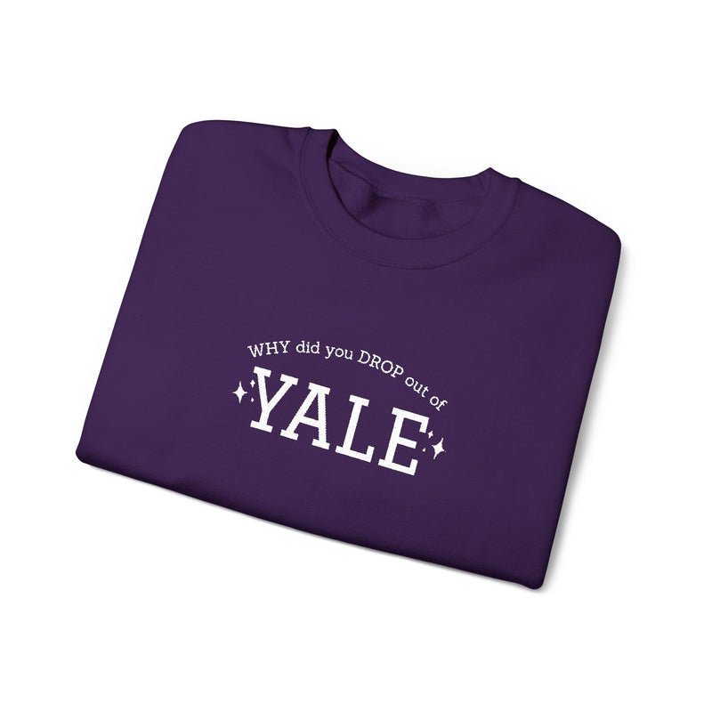 WHY did you DROP out of YALE - EMBROIDERED Sweatshirt
