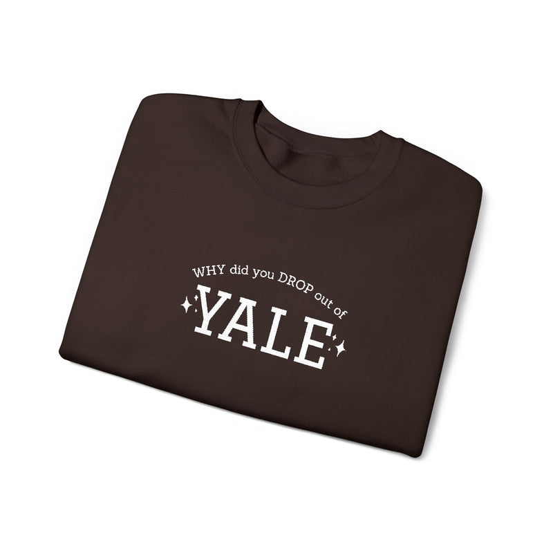 WHY did you DROP out of YALE - EMBROIDERED Sweatshirt