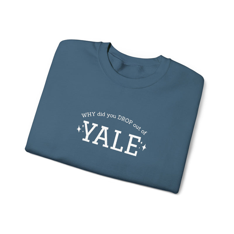 WHY did you DROP out of YALE - EMBROIDERED Sweatshirt