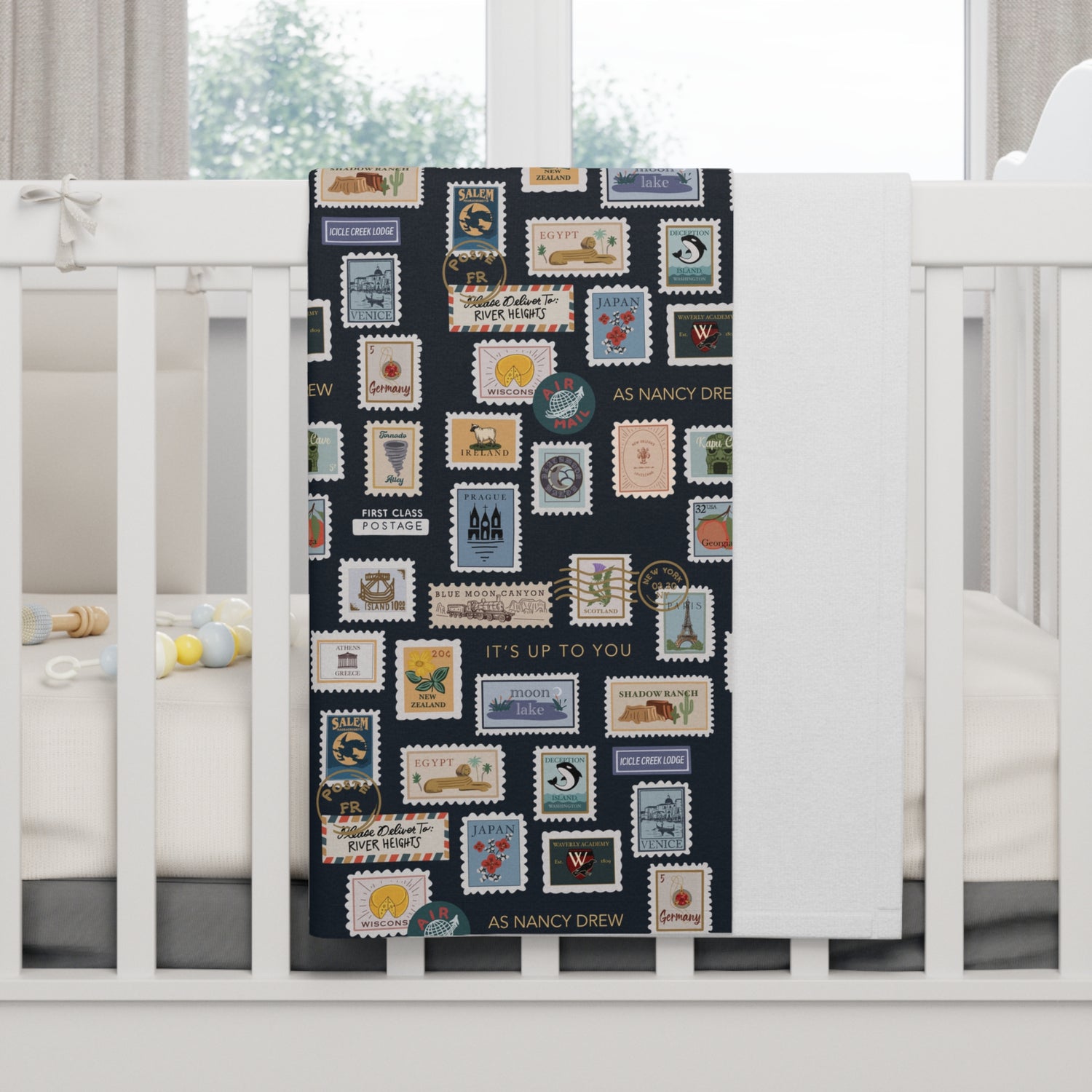 Nancy Drew Stamps Soft Fleece Baby Blanket