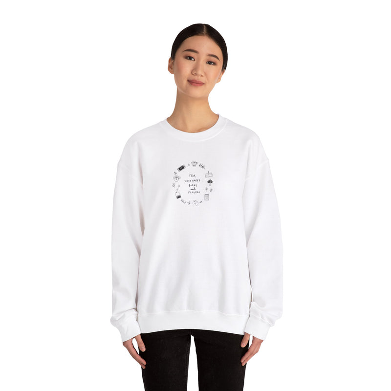 Tea, Cozy Games, Books and Flowers | Unisex Sweatshirt | Cozy Gamer