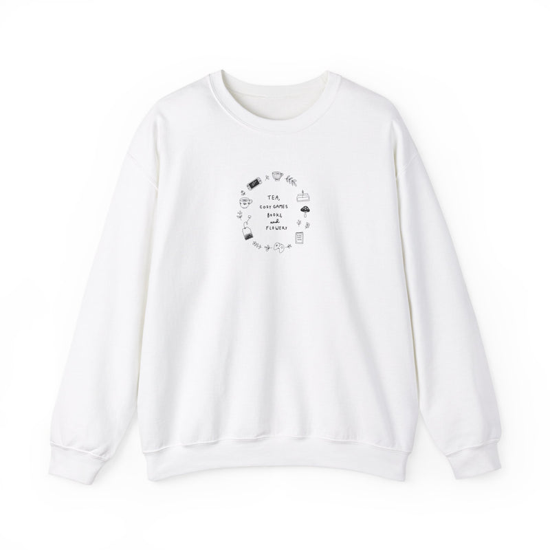 Tea, Cozy Games, Books and Flowers | Unisex Sweatshirt | Cozy Gamer