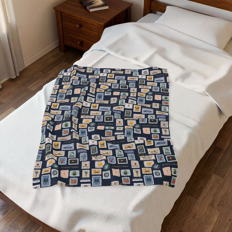 Nancy Drew Stamps Velveteen Plush Blanket