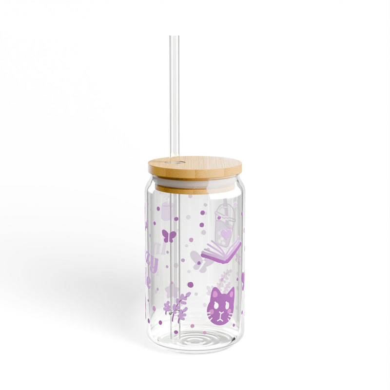 In Cozy Mode Purple Sipper Glass, 16oz