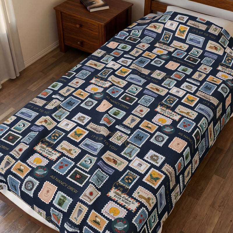Nancy Drew Stamps Velveteen Plush Blanket