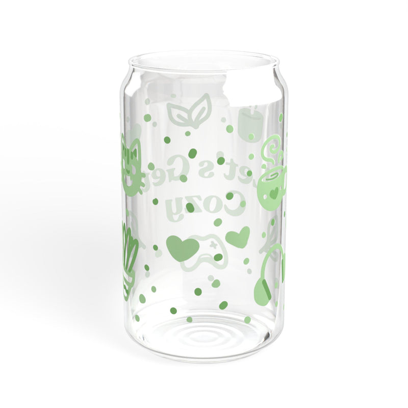 Let’s Get Cozy Green Sipper Glass, 16oz