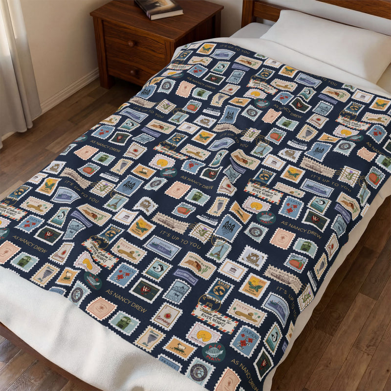 Nancy Drew Stamps Velveteen Plush Blanket