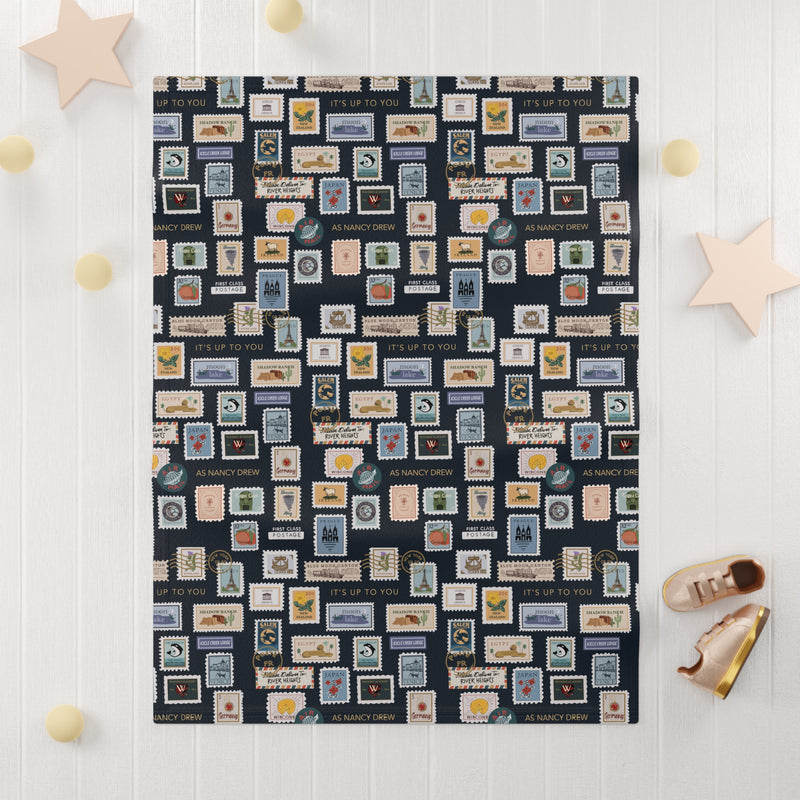 Nancy Drew Stamps Soft Fleece Baby Blanket