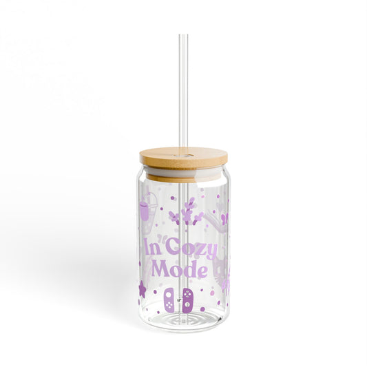 In Cozy Mode Purple Sipper Glass, 16oz