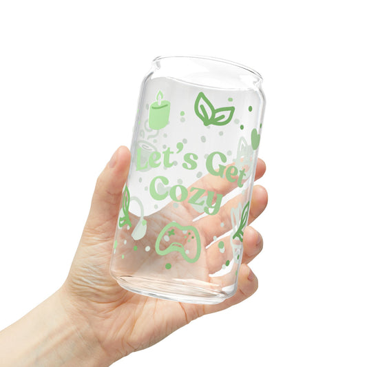 Let’s Get Cozy Green Sipper Glass, 16oz