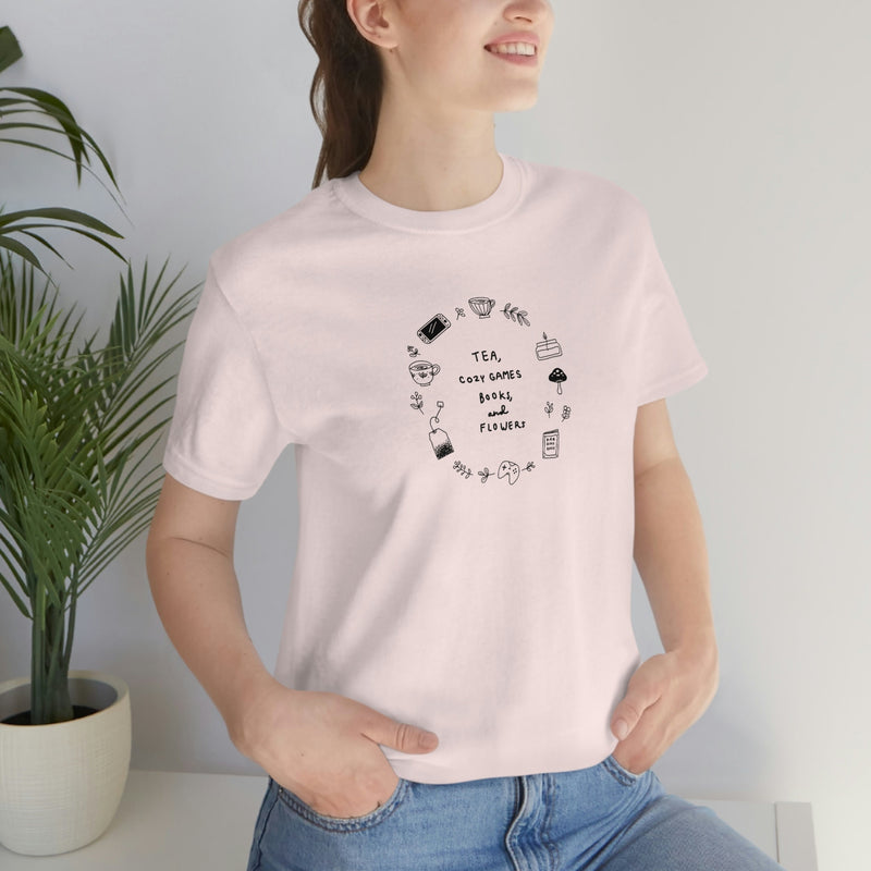 Tea Cozy Games and Flowers | Unisex Tshirt | Cozy Gamer