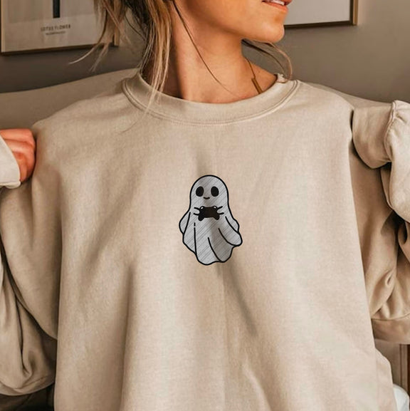 Embroidered Ghost Gamer Cozy Sweatshirt